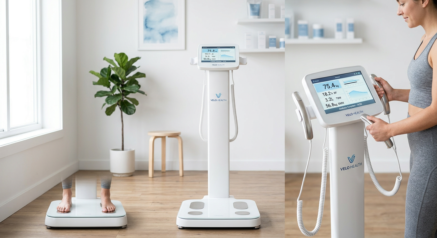 METIVUE body composition analyzer with foot electrodes and hand grips